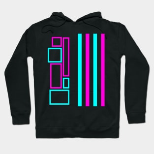 Pink And Blue Lines And Squares Hoodie